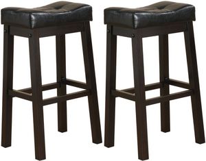 Coaster® Donald Set of 2 Black And Cappuccino Upholstered Bar Stools