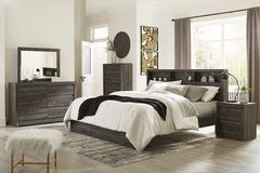Benchcraft® Vay Bay Charcoal 5-Piece Queen Bookcase Panel Bedroom Set