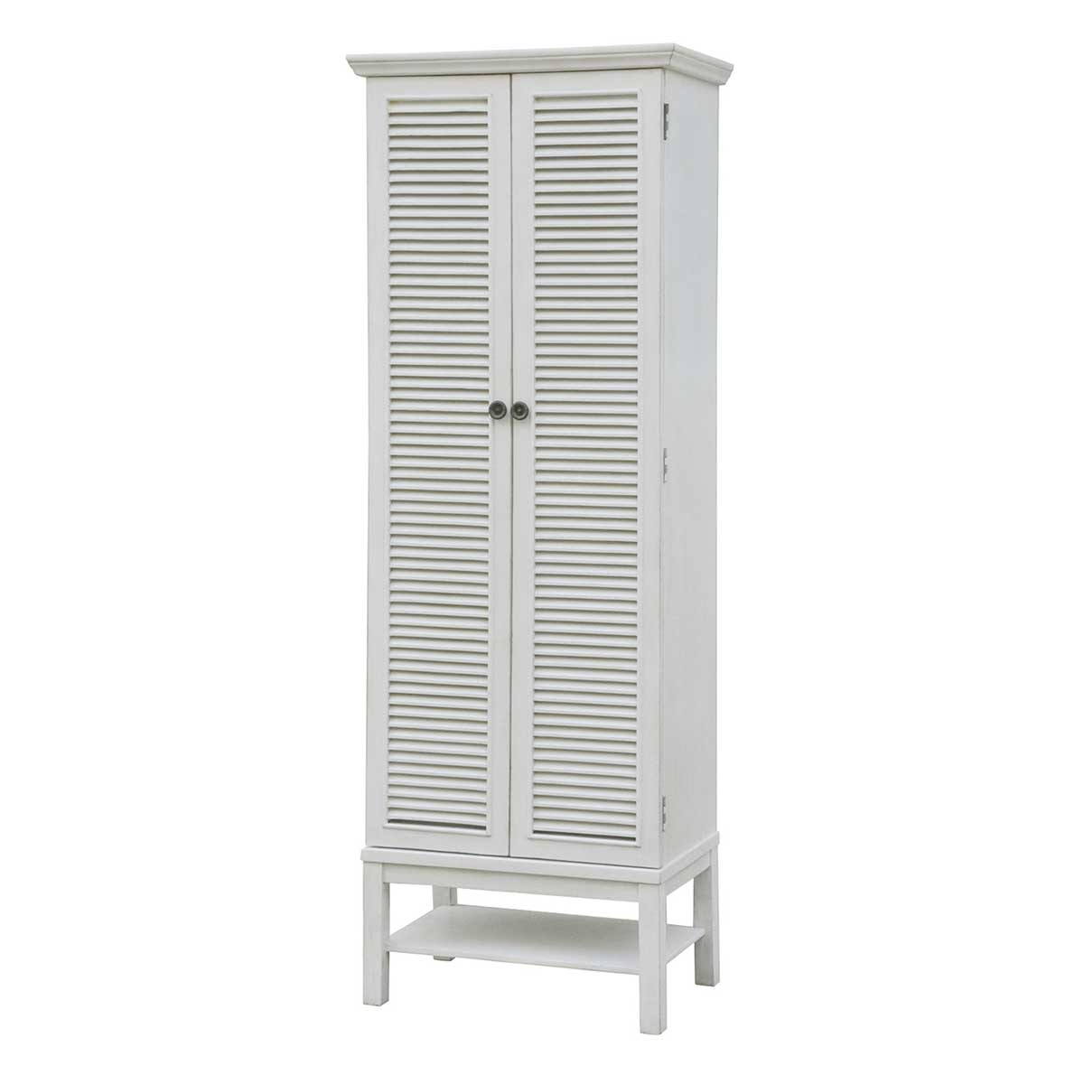 Crestview Collection Magnolia Louvered 2 Door Tall White Storage Cabinet
