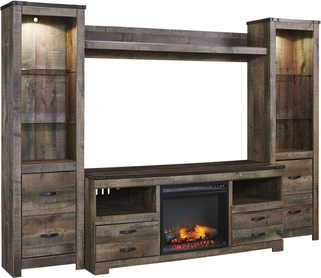 Trinell Brown LG TV Stand with Fireplace Option 3