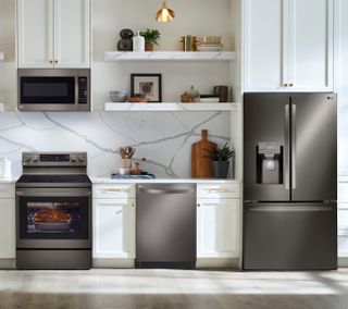 LG 4 Piece Kitchen Package with a 27.9 Cu. Ft. Capacity French Door Refrigerator PLUS a FREE 5.8 cu. ft. Upright Freezer OR 6.9 cu. ft. All-Refrigerator!