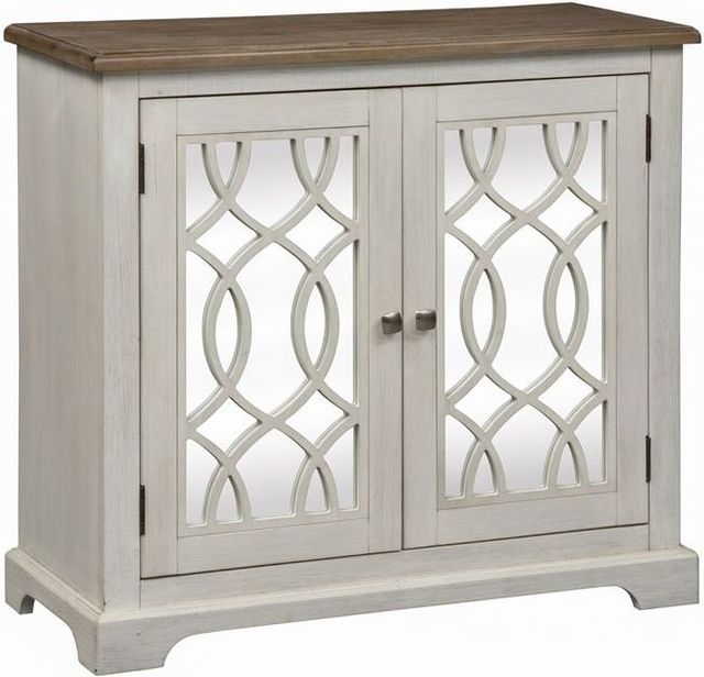 Liberty Furniture Emory Antique White 2 Door Mirrored Accent Cabinet 1