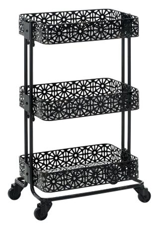 Linon Black Metal Three Tier Cart