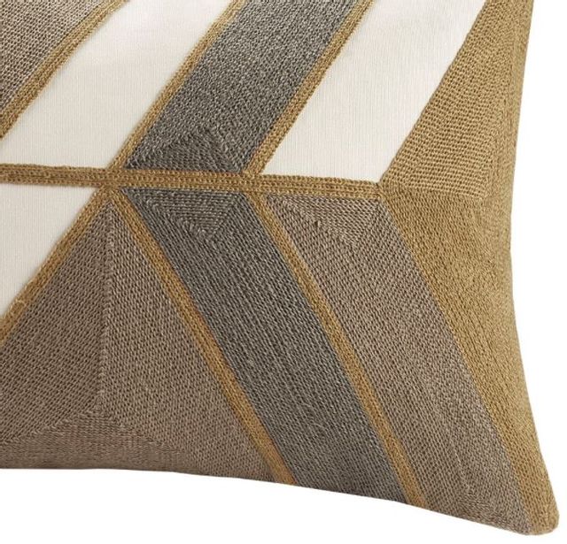 Olliix by INK+IVY Aero Natural 12" x 20" Embroidered Abstract Oblong Pillow-2