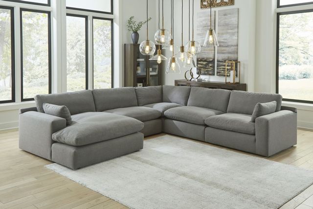 Benchcraft® Elyza 5-Piece Smoke Left-Arm Facing Sectional with Chaise ...