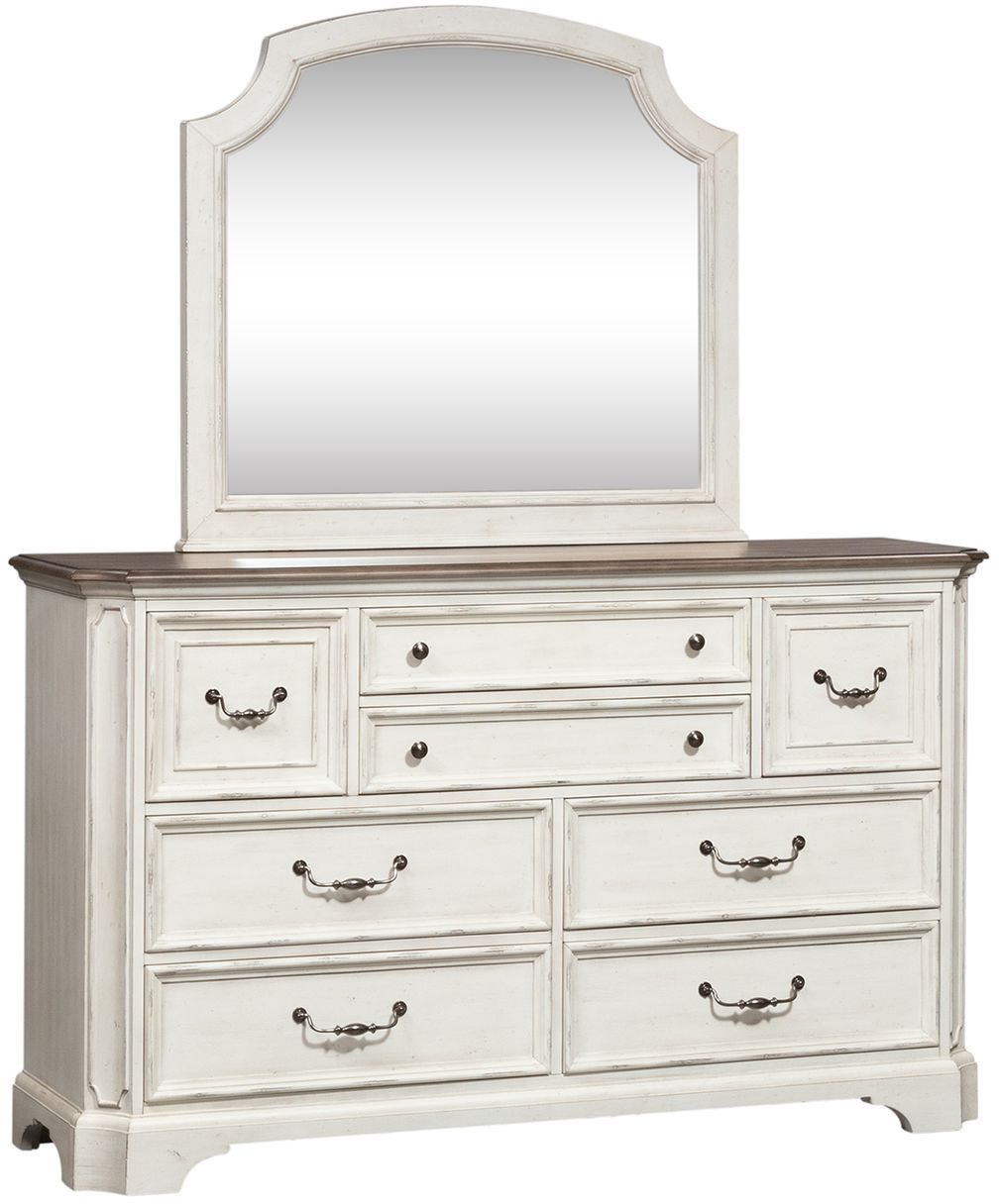Liberty Furniture Abbey Road White Dresser and Mirror