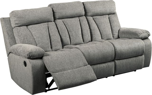 Signature Design by Ashley® Mitchiner Fog Reclining Sofa with Drop Down Table-0