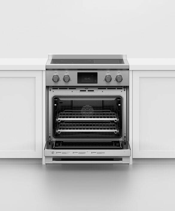 Fisher & Paykel Series 9 30" Stainless Steel with Black Glass Pro Style Dual Fuel Range 9