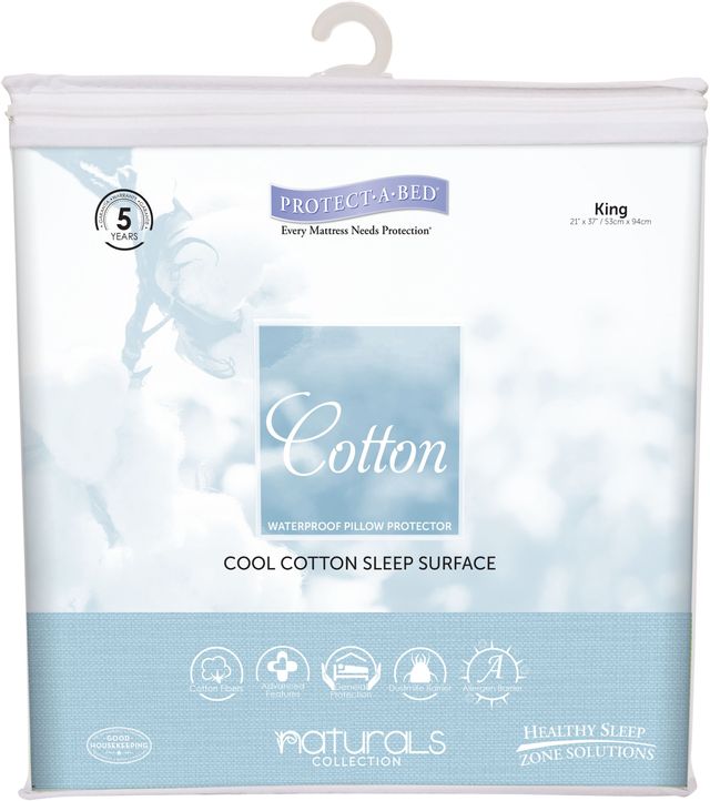 Protect-A-Bed® Naturals White Cotton Waterproof King Pillow Protector