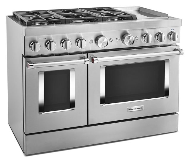 KitchenAid® 48" Stainless Steel Commercial Style Freestanding Dual Fuel Range 1