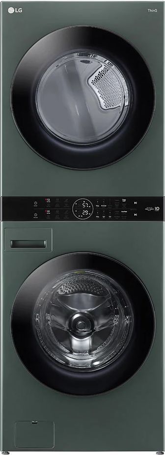 LG 4.5 Cu. Ft. Washer, 7.4 Cu. Ft. Electric Dryer Nature Green Stack Laundry-0