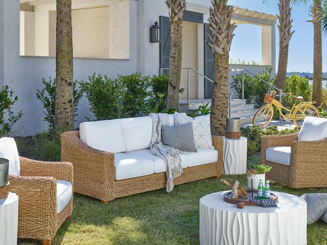 Universal Explore Home™ Coastal Living Outdoor Light Brown Hue Wicker Sofa-3