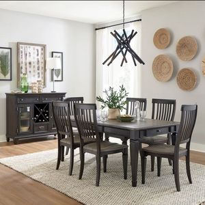 Liberty Allyson Park 7-Piece Ember Gray/Wirebrushed Black Forest Dining Table Set
