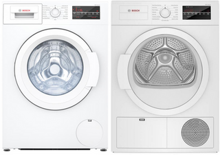 Bosch 300 Series 24" Compact Front Load Washer + Condensation Dryer Pair 