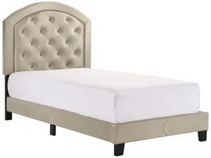 Crown Mark Gaby Gold Twin Adjustable Headboard Upholstered Platform Youth Bed