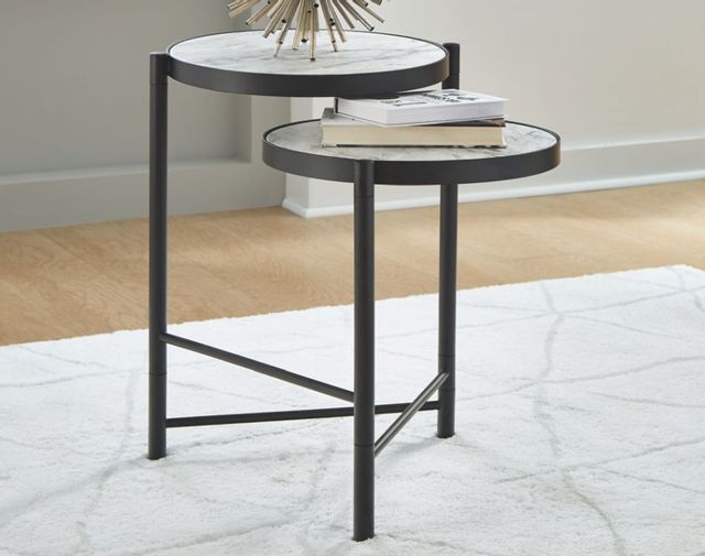 Signature Design by Ashley® Plannore Black/White Round End Table 2