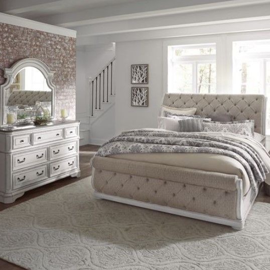 Liberty Magnolia Manor 4-Piece Antique White Queen Sleigh Bedroom Set 5