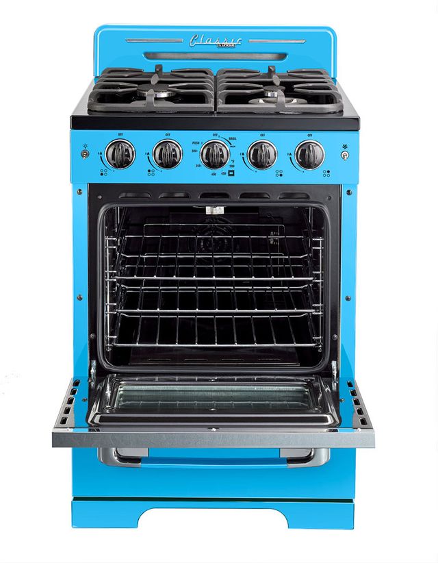 Unique® Appliances Classic Retro 24" Robin Egg Blue Freestanding Natural Gas Range 1
