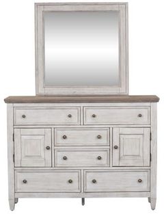 Liberty Furniture Heartland Antique White Finish Dresser and Mirror