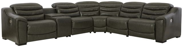 Signature Design by Ashley® Center Line 6-Piece Dark Gray Power Reclining Sectional-0