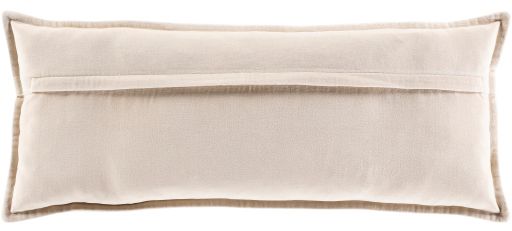 Surya Cotton Velvet Beige 12"x30" Toss Pillow with Down Insert-1