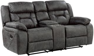 Homelegance® Madrona Hill Gray Double Reclining Loveseat with Center Console