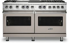 Viking® 5 Series 60" Pacific Grey Pro Style Dual Fuel Liquid Propane Range with 12" Griddle and 12" Grill