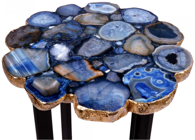 Moe's Home Collections Azul Blue Agate Accent Table 2