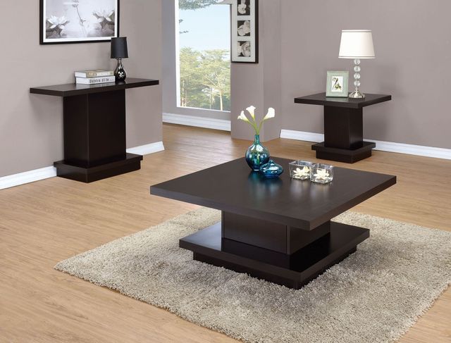 Coaster® Cappuccino Pedestal Square Coffee Table-3