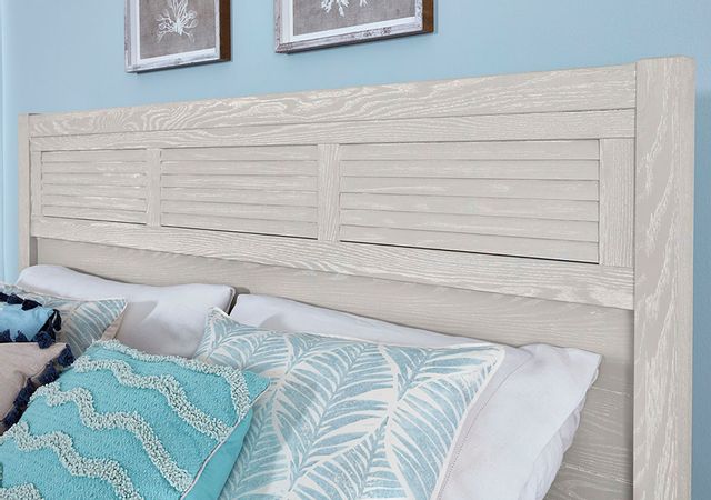 LM Co Home by Vaughan-Bassett Passageways Oyster Grey Queen Louvered Bed With Low Profile Footboard 1