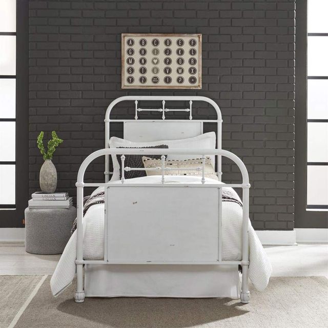 Liberty Vintage White Metal Full Bed with Rails-0
