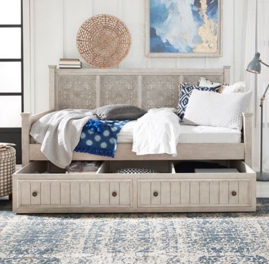 Liberty Heartland Antique White Twin Trundle Bed-2