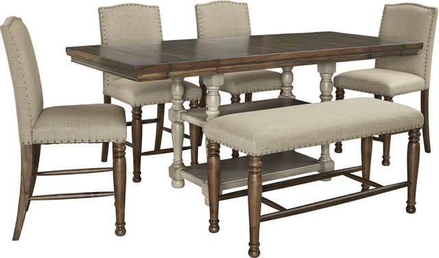 Signature Design by Ashley® Lettner 6-Piece Gray/Brown Dining Table Set 0