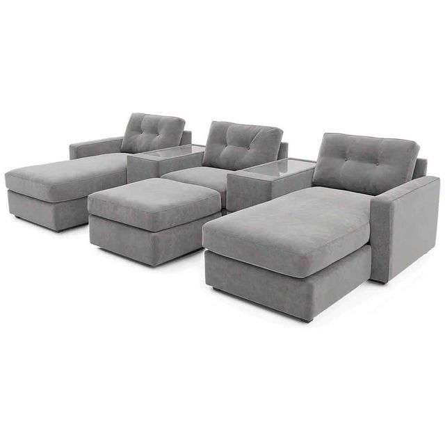 ModularOne Gray Dual Chaise 6 Piece Sectional with Ottoman-3