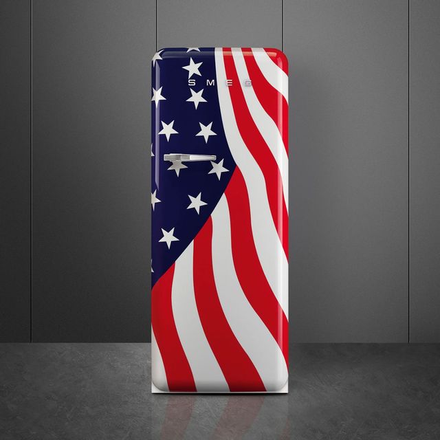 Smeg 50's Retro Style 9.9 Cu. Ft. American Flag Top Freezer Refrigerator 2