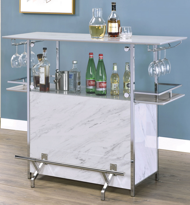 Furniture of America® Rianna Chrome and White Bar Table