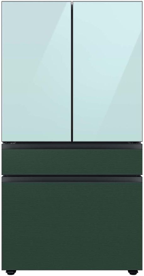 Bespoke Series 36 Inch Smart Freestanding Counter Depth 4 Door French Door Refrigerator with 22.9 Total Capacity with Morning Blue Glass Panels-3