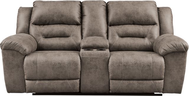 Signature Design by Ashley® Stoneland Fossil Reclining Sofa & Loveseat with Console 2