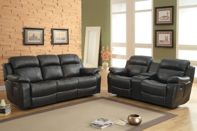 Homelegance® Marille Black Double Reclining Glider Loveseat with Center Console 2