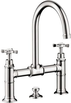 AXOR Montreux Chrome 2-Handle Faucet 220 with Cross Handles and Pop-Up Drain, 1.2 GPM