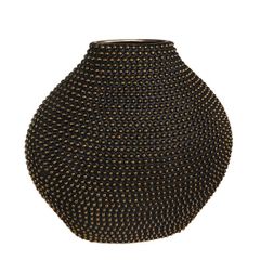 Sagebrook Home Ceramic 16" Black/gold Beaded Vase
