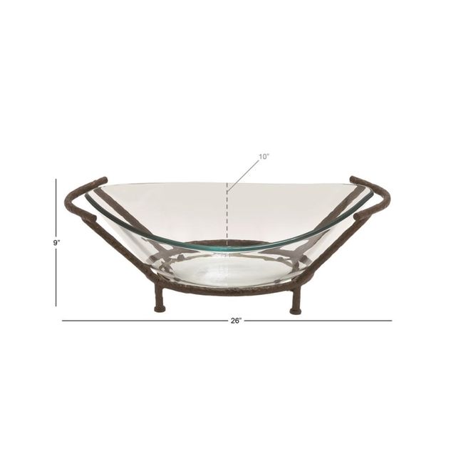 Uma Home Glass Bowl with Metal Stand 26x9-1