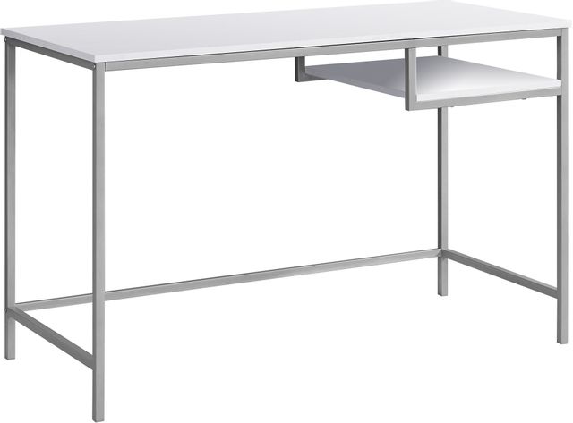 Monarch Specialties Inc. 48"L White and Silver Metal Computer Desk