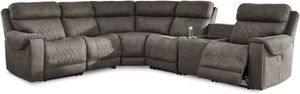 Signature Design by Ashley® Hoopster 6-Piece Gunmetal Power Reclining Sectional