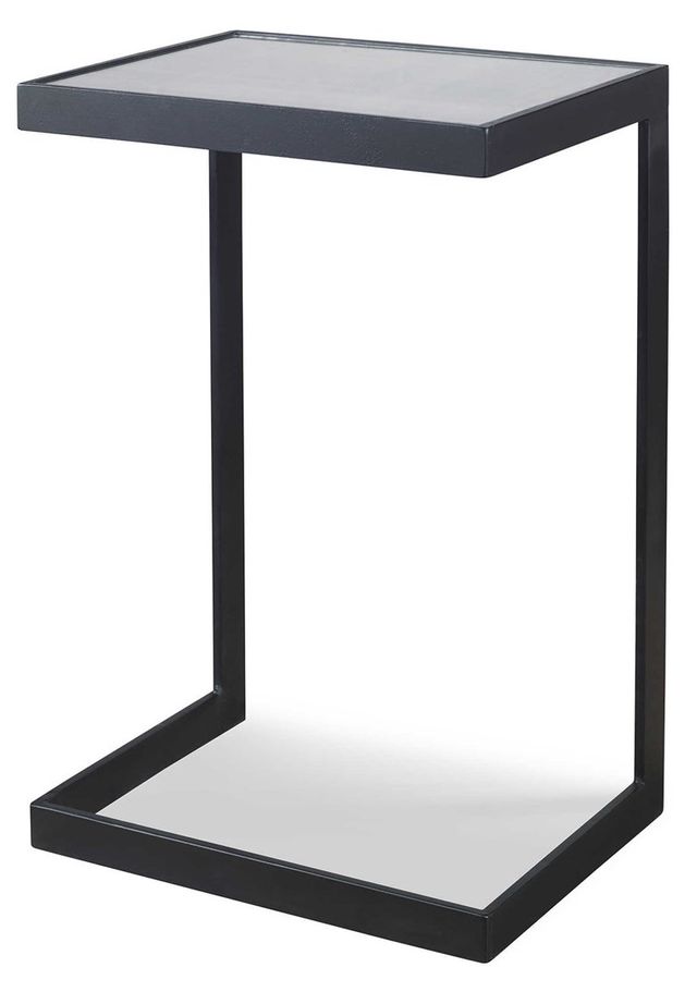 Uttermost® Windell Aged Black End Table with Mirrored Top-2