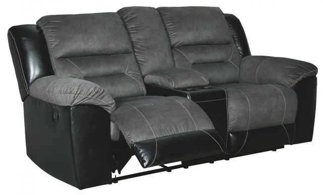 Signature Design by Ashley® Earhart Slate Double Reclining Loveseat with Console