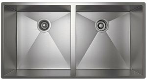 Rohl® Brushed Stainless Steel Double Bowl Kitchen Sink