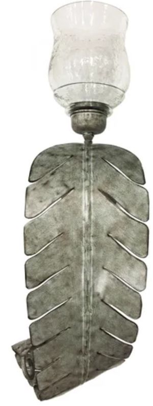 Crestview Collection Palmetto Palm Leaf Gray Medium Wall Sconce