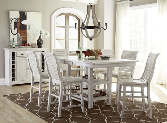 Progressive® Furniture Willow 2-Piece Distressed White Counter Chair Set 2