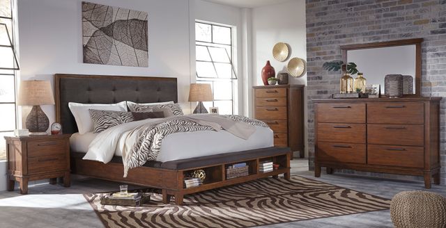 Signature Design by Ashley® Ralene Dark Brown King Upholstered Panel Bed 6